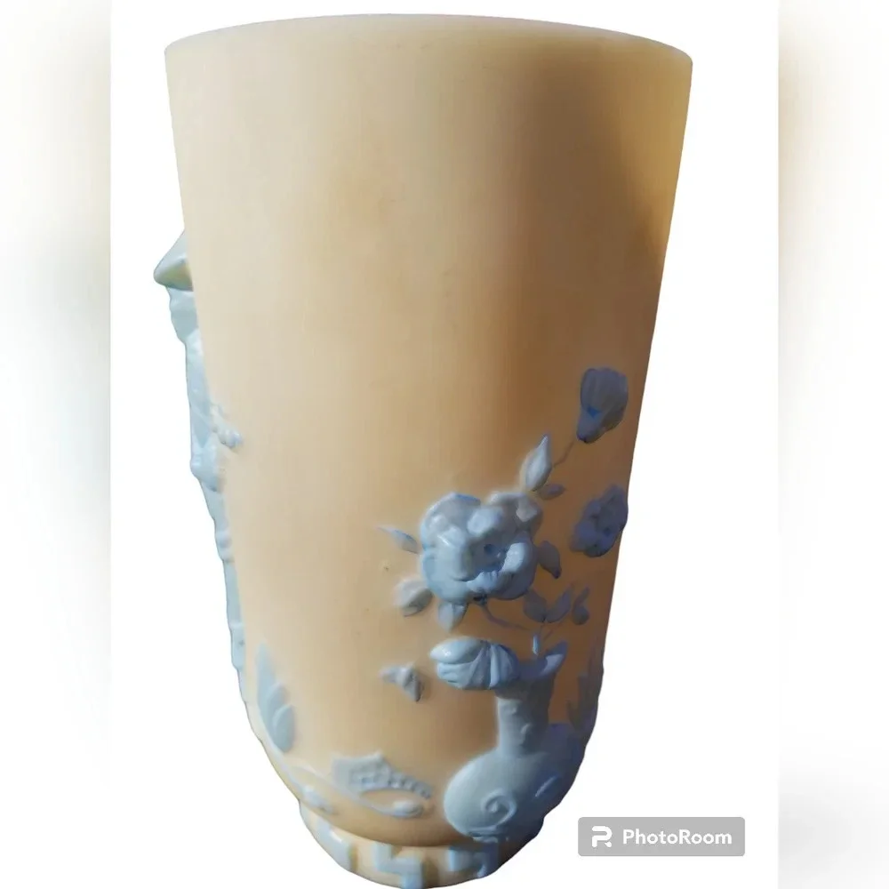 FENTON HANDPAINTED VINTAGE BURMESE ORIENTAL STYLE  SIGNED VASE